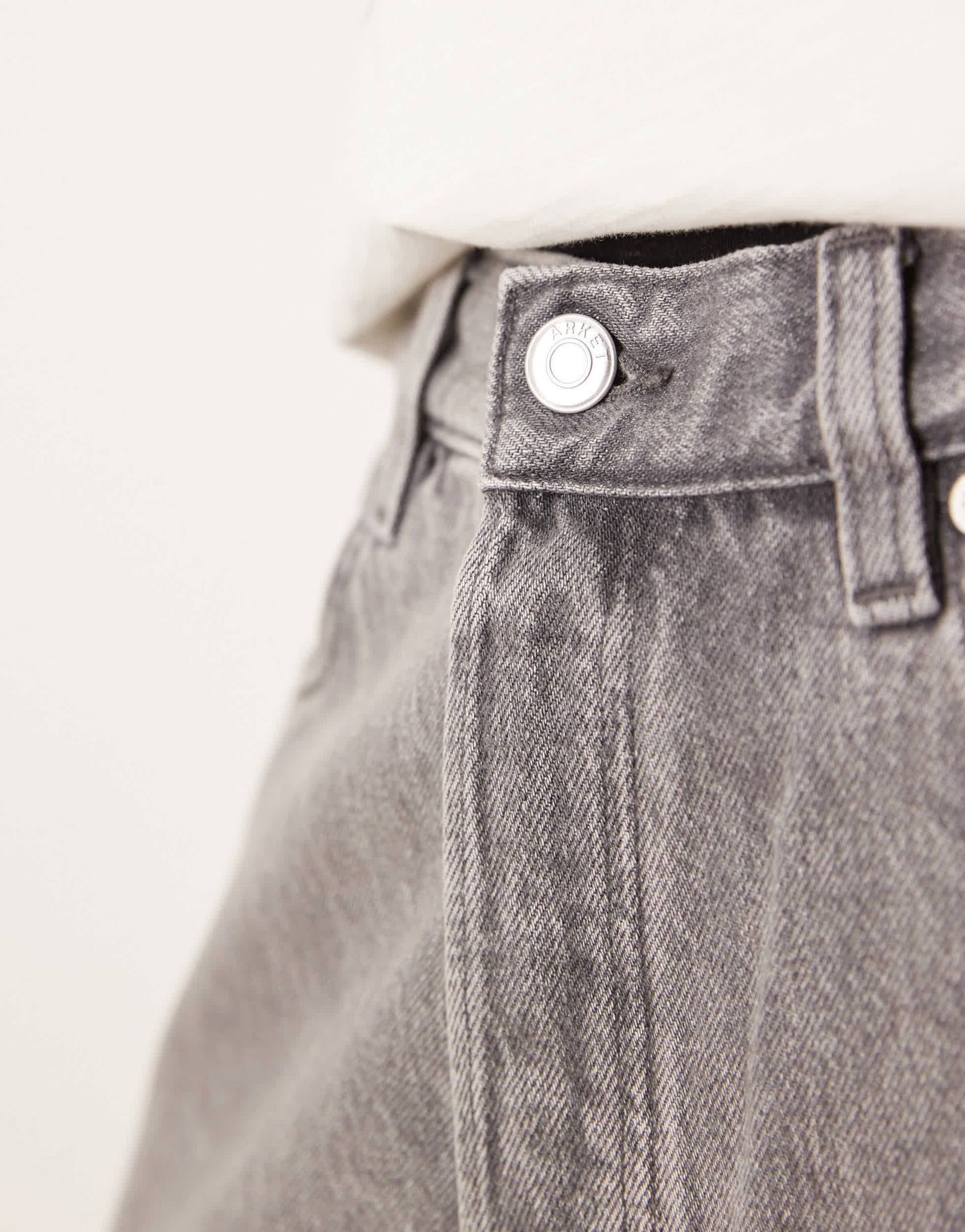 ARKET mid waist regular fit denim shorts in washed grey