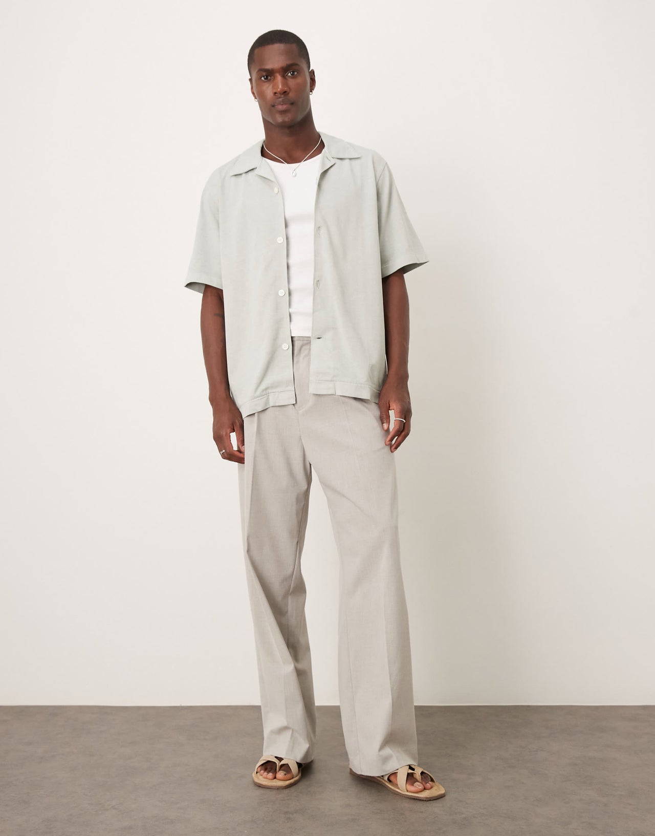 ARKET heavyweight jersey short sleeve shirt in light turquoise blue