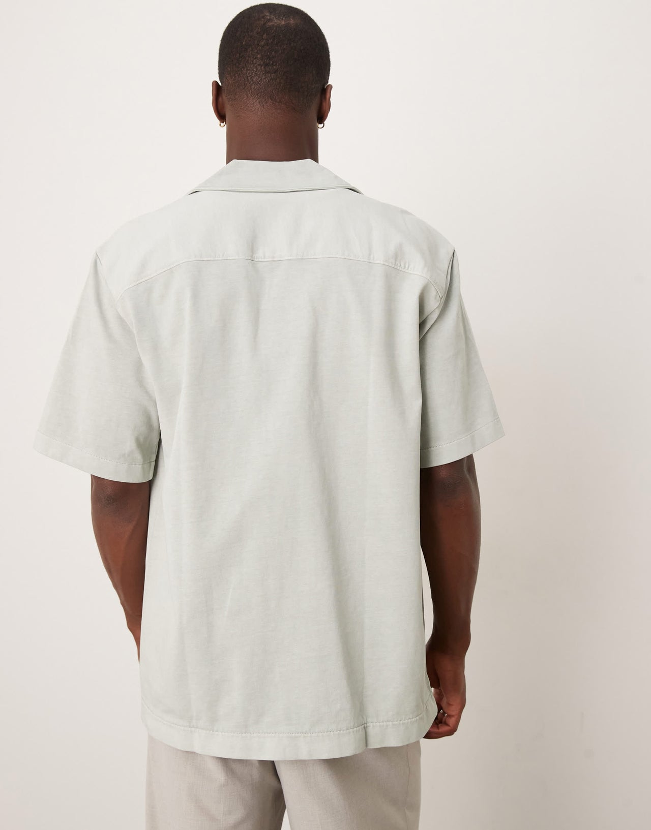 ARKET heavyweight jersey short sleeve shirt in light turquoise blue