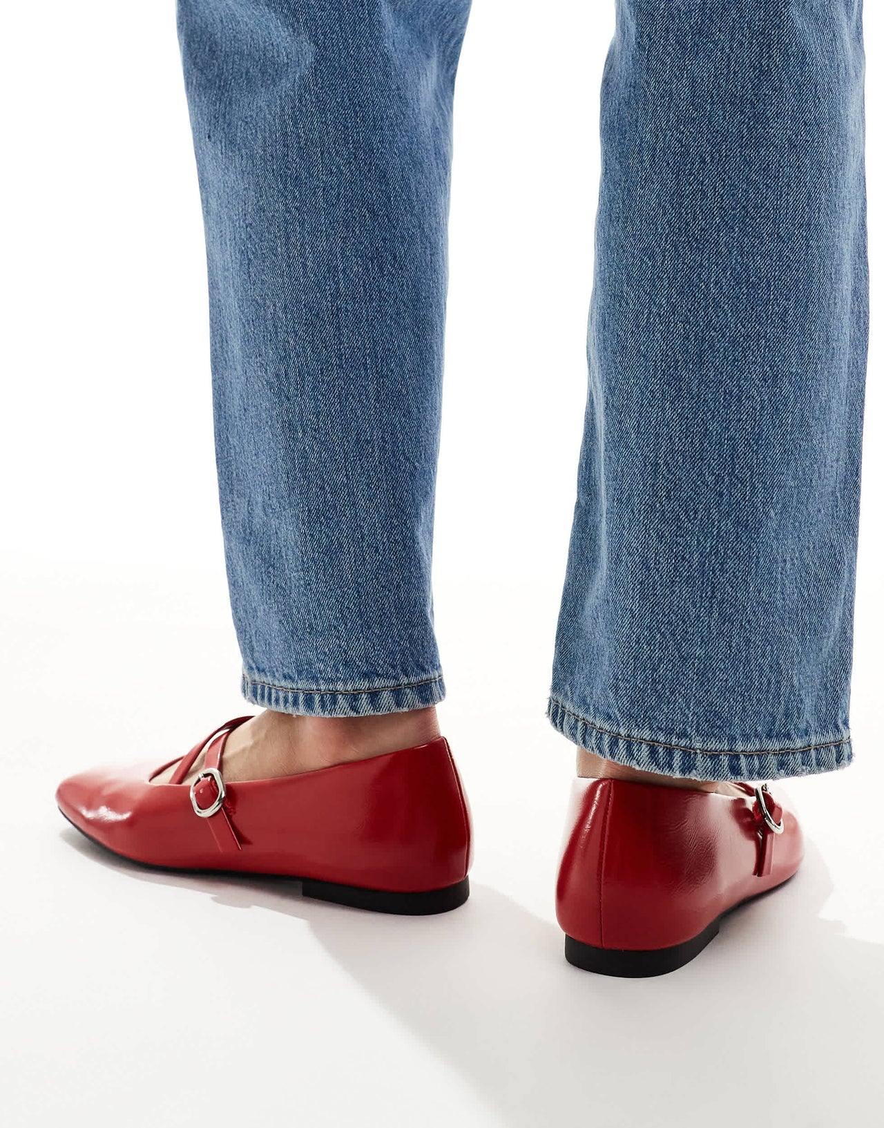 Stradivarius strap detail ballet flat in red