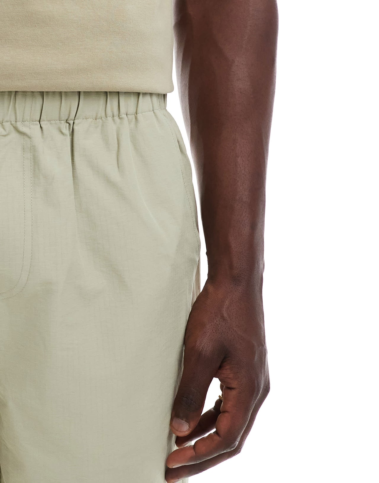 ASOS DESIGN long length ripstop shorts in light khaki