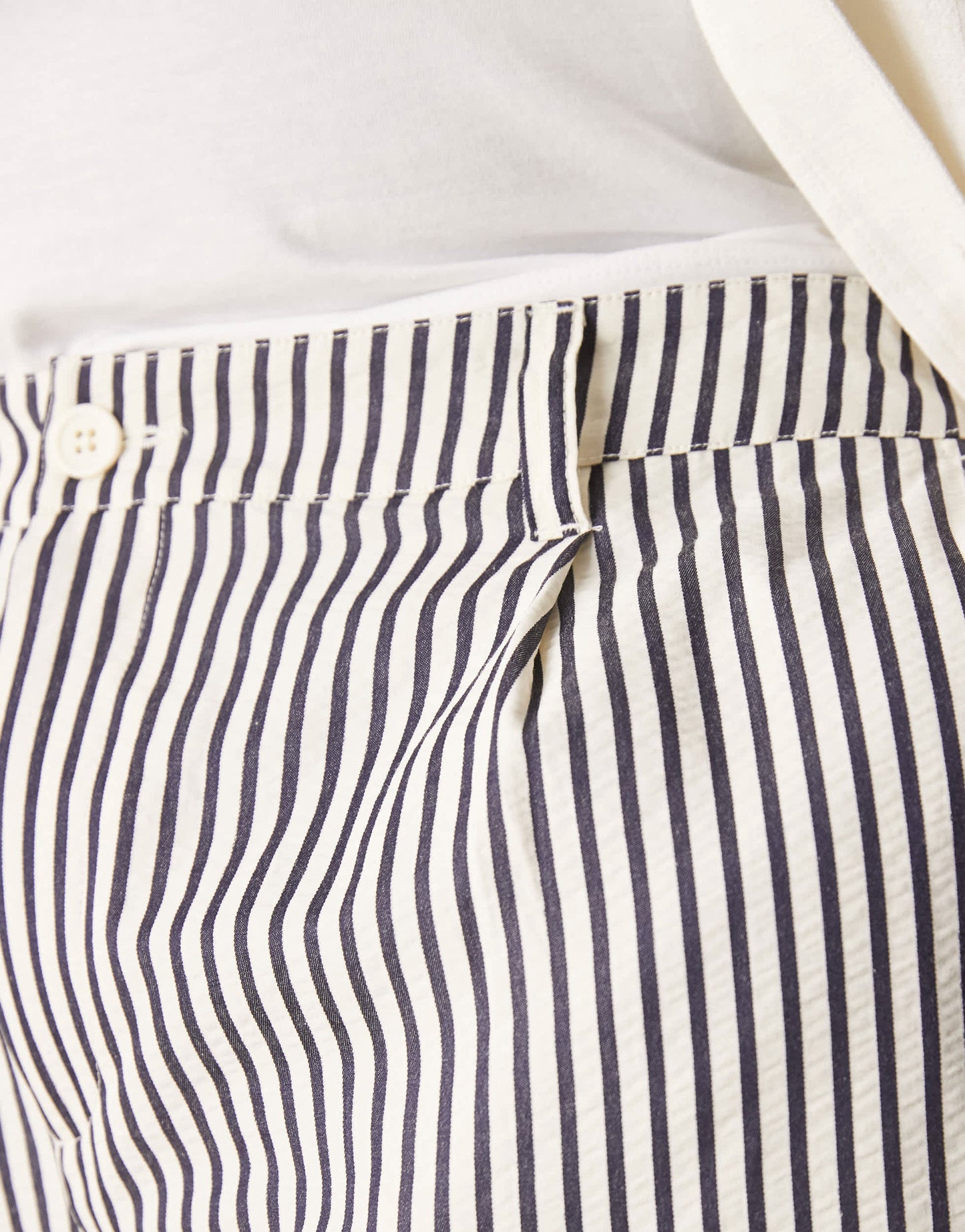 ASOS DESIGN wide shorter length short in ecru and navy stripe