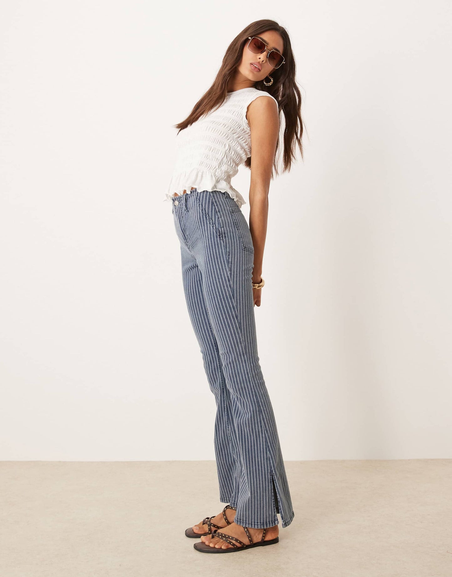 Free People sylvie shirred t-shirt in ivory