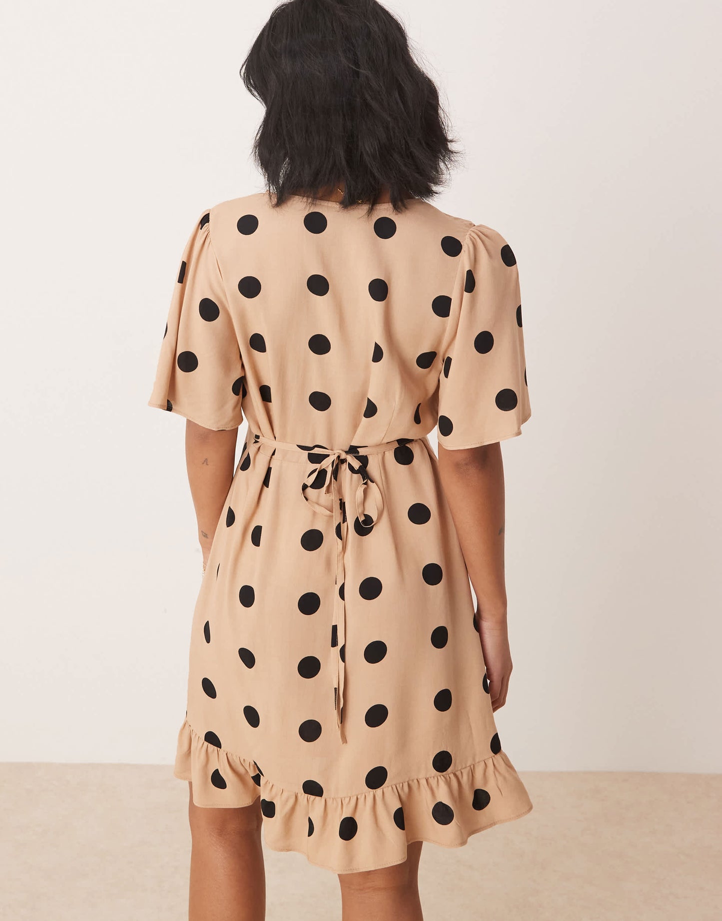 Nobody's Child Petite Dalia mini tea dress in tan spot