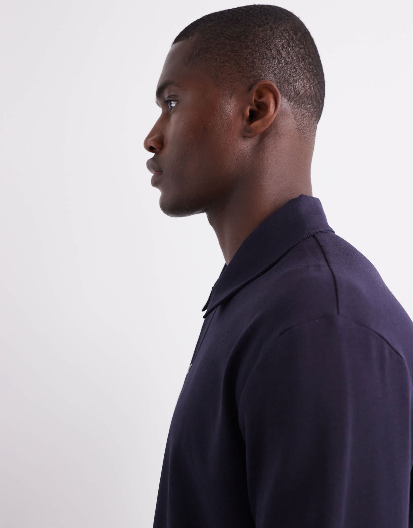ARKET long sleeve polo in navy blue