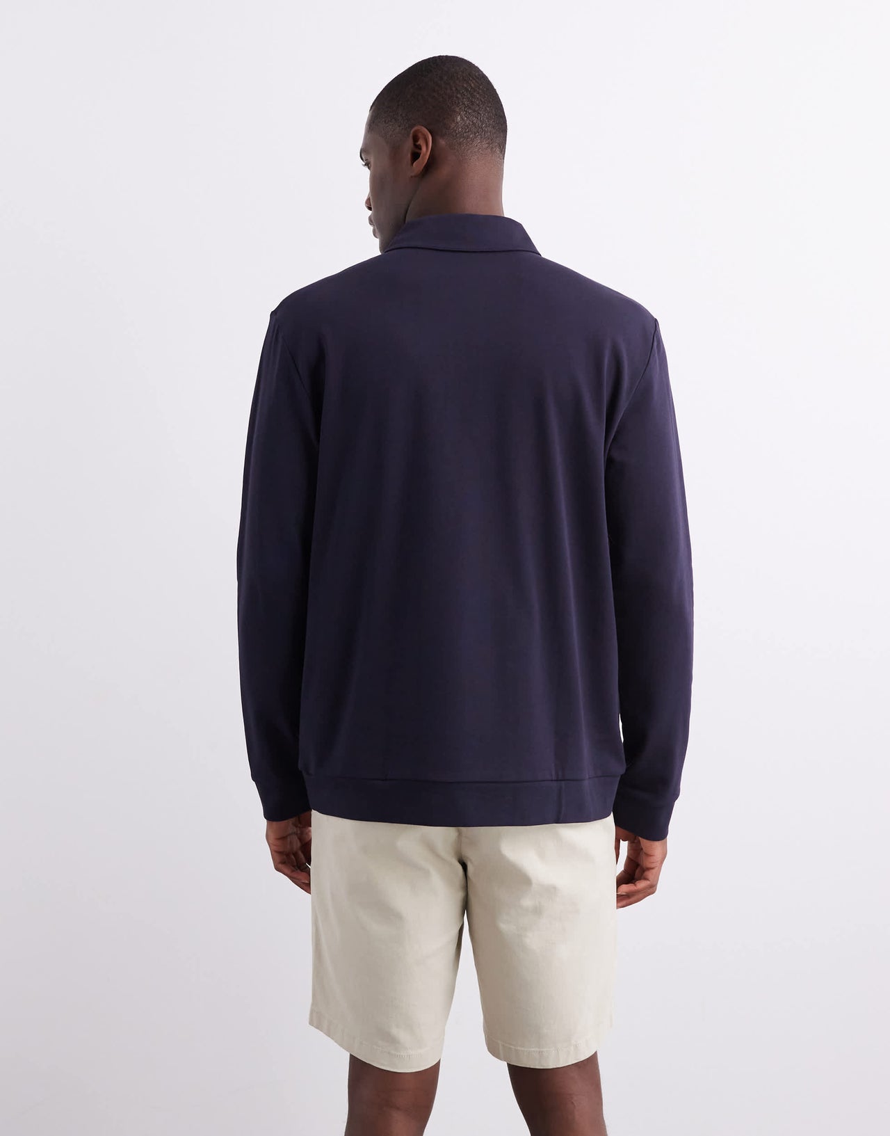 ARKET long sleeve polo in navy blue