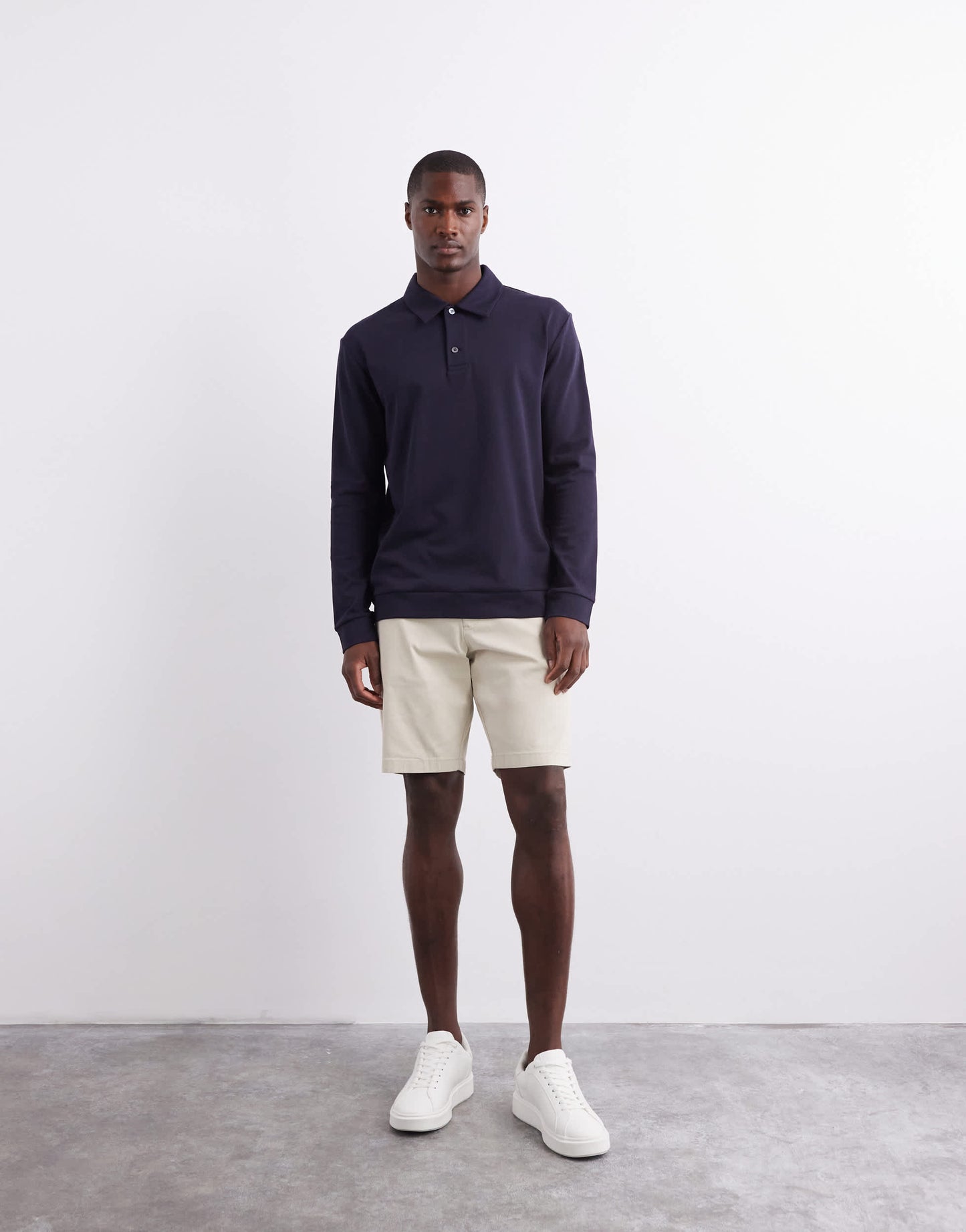 ARKET long sleeve polo in navy blue