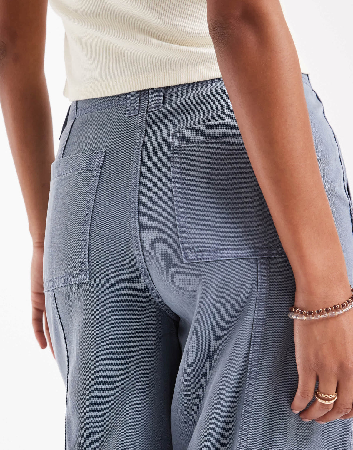 ASOS DESIGN seamed wide leg trousers in washed blue