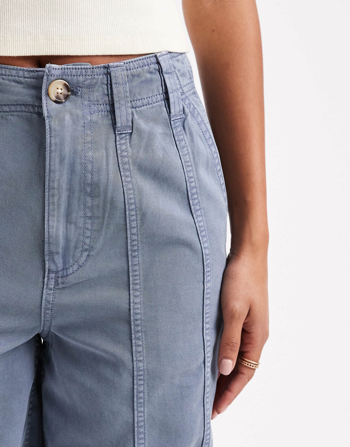 ASOS DESIGN seamed wide leg trousers in washed blue