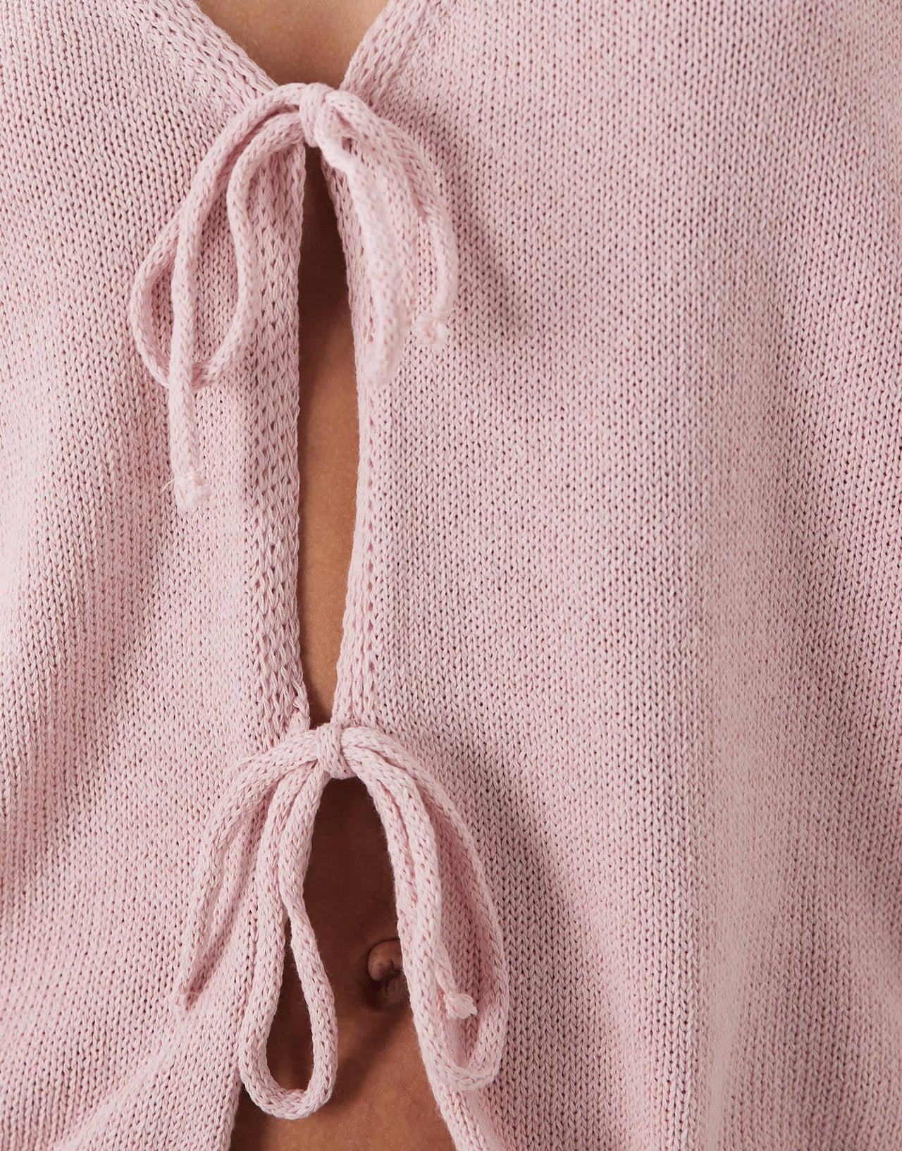 ASOS DESIGN v neck knitted oversized tie front cardigan in light pink