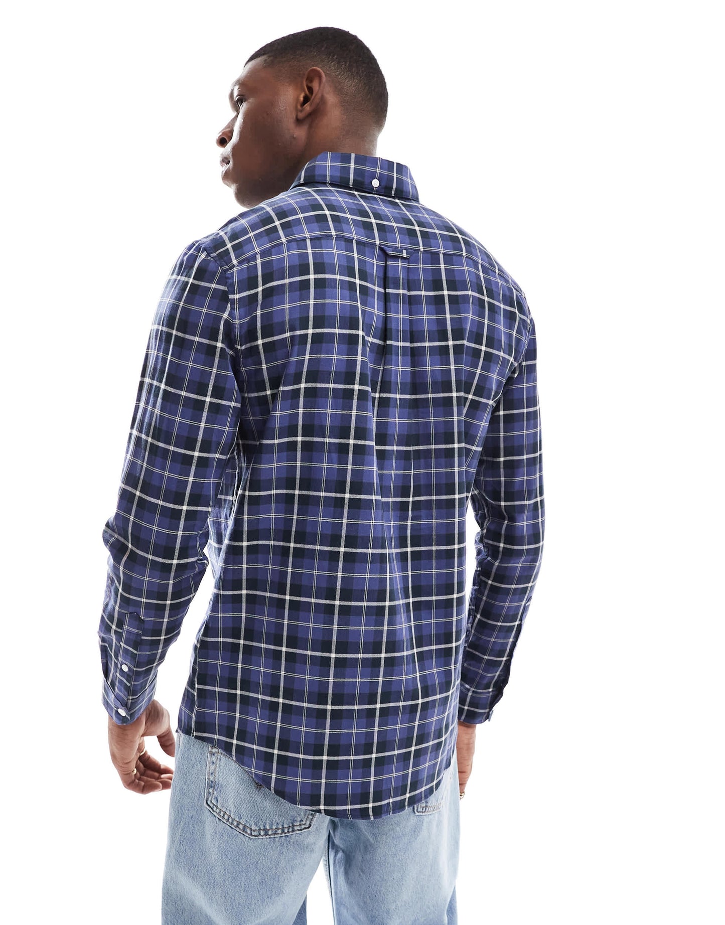 Farah Macgregor long sleeve checked shirt in black and blue