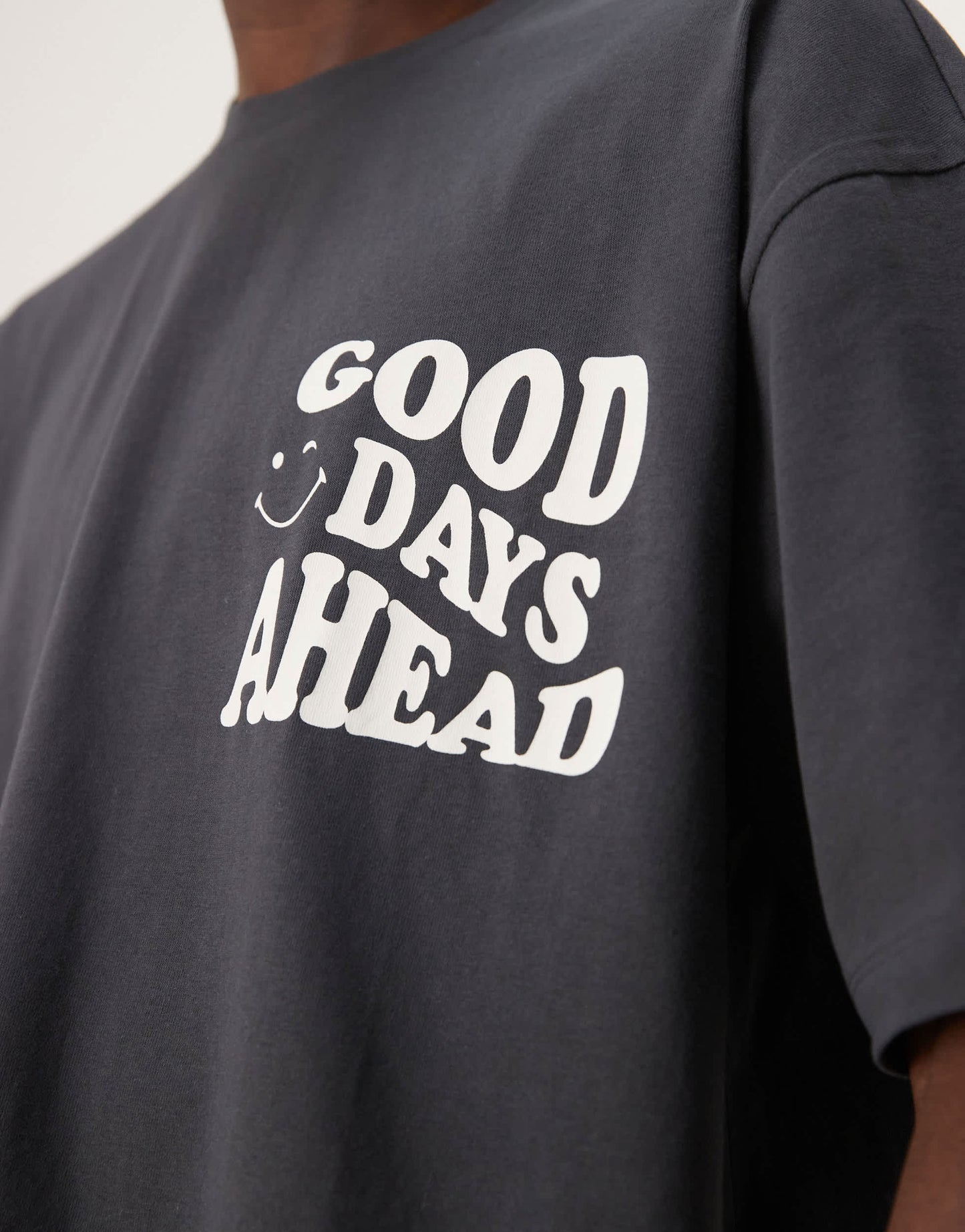 ASOS DESIGN oversize boxy t-shirt with Good Days Ahead graphic in grey