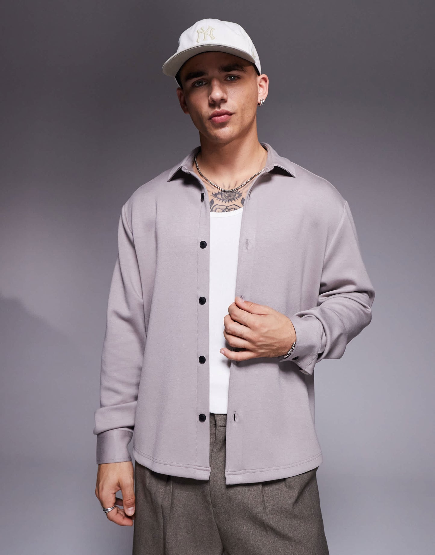 ASOS DESIGN jersey overshirt in grey