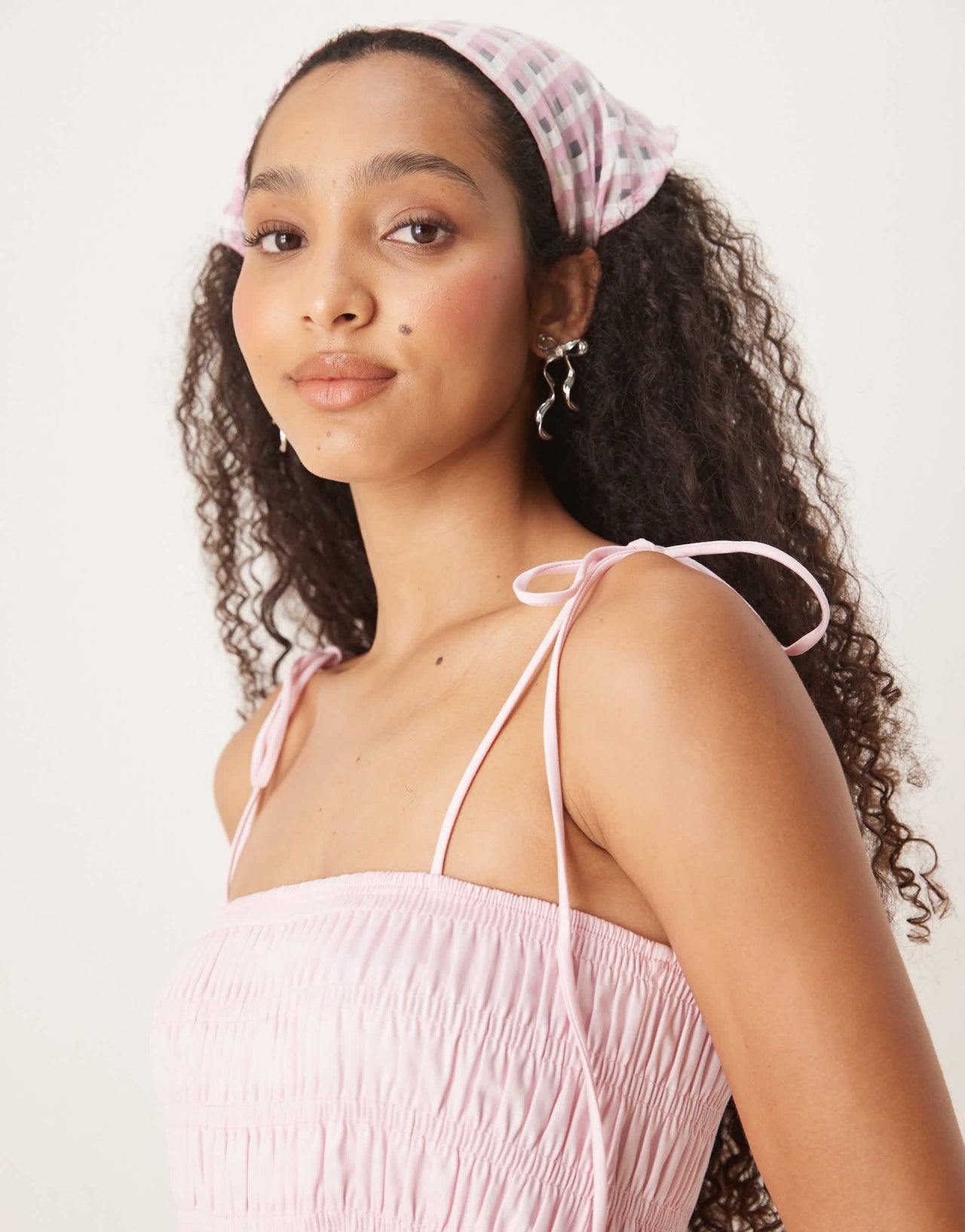 ASOS DESIGN shirred bust cotton poplin mini dress in icy pink