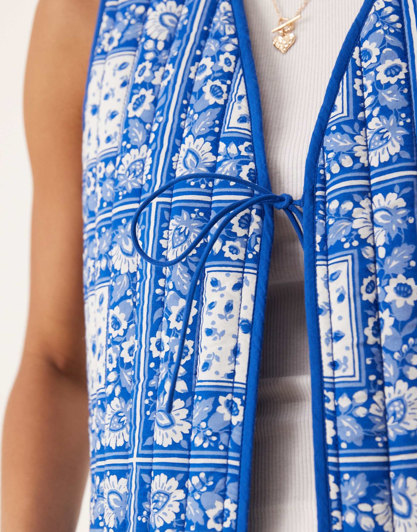 Nobody's Child western quilted gilet in blue bandana print