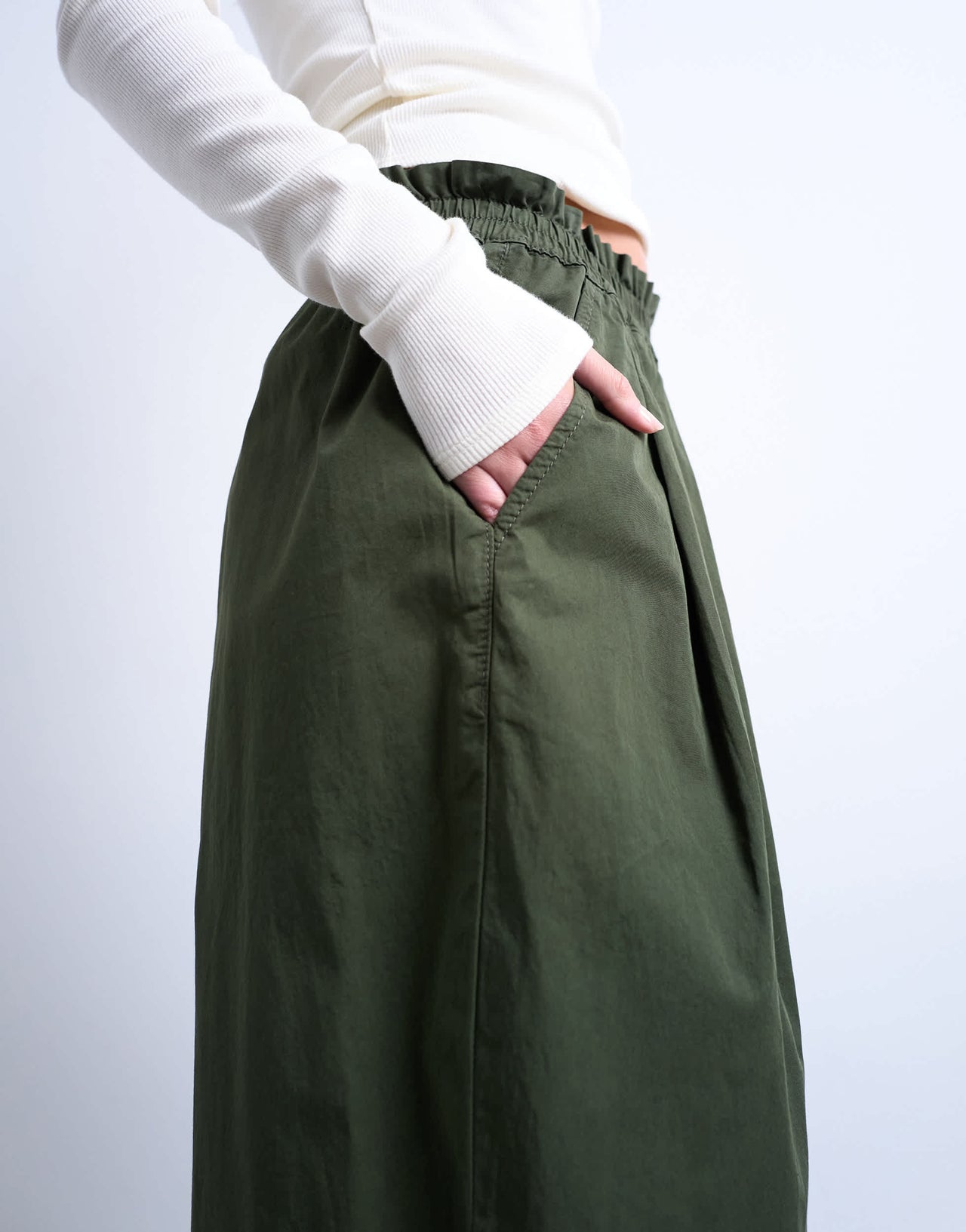 Topshop pleated balloon jogger with elasticated waist in green