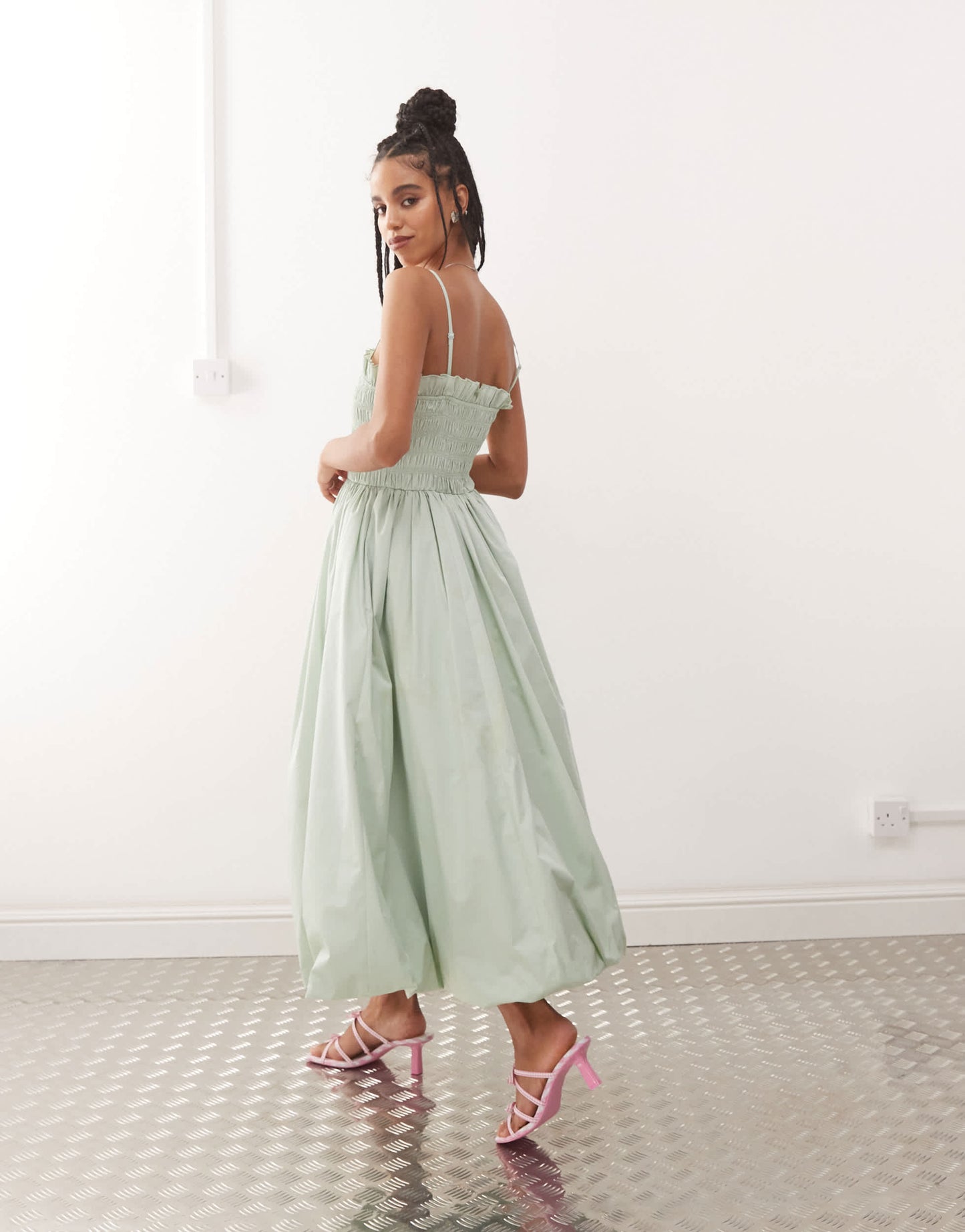 Amy Lynn Polly shirred midi dress in mint