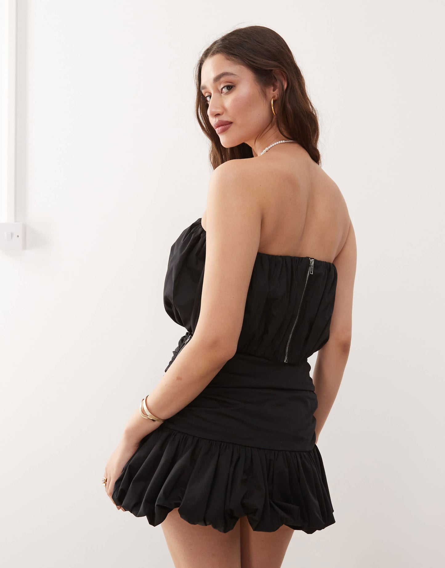 Amy Lynn bandeau puffball top co-ord in black