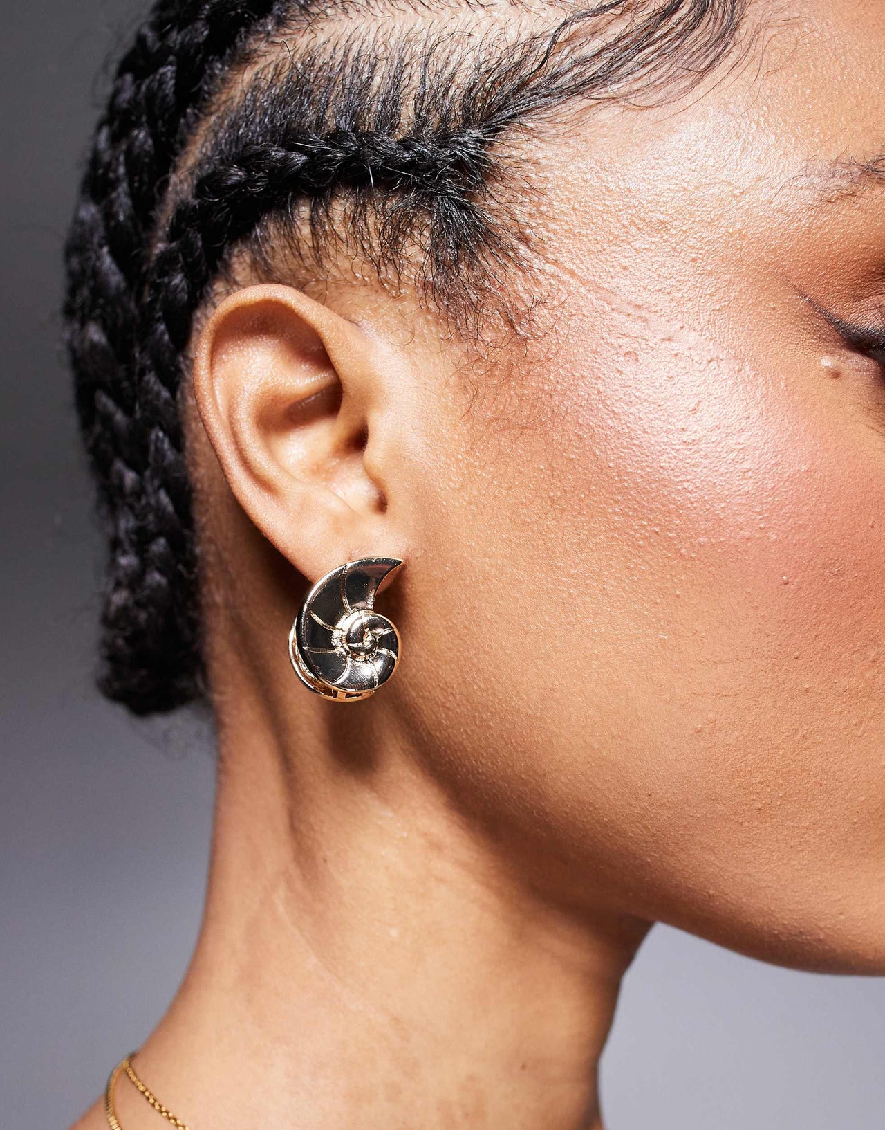 ASOS DESIGN shell stud earrings in gold tone