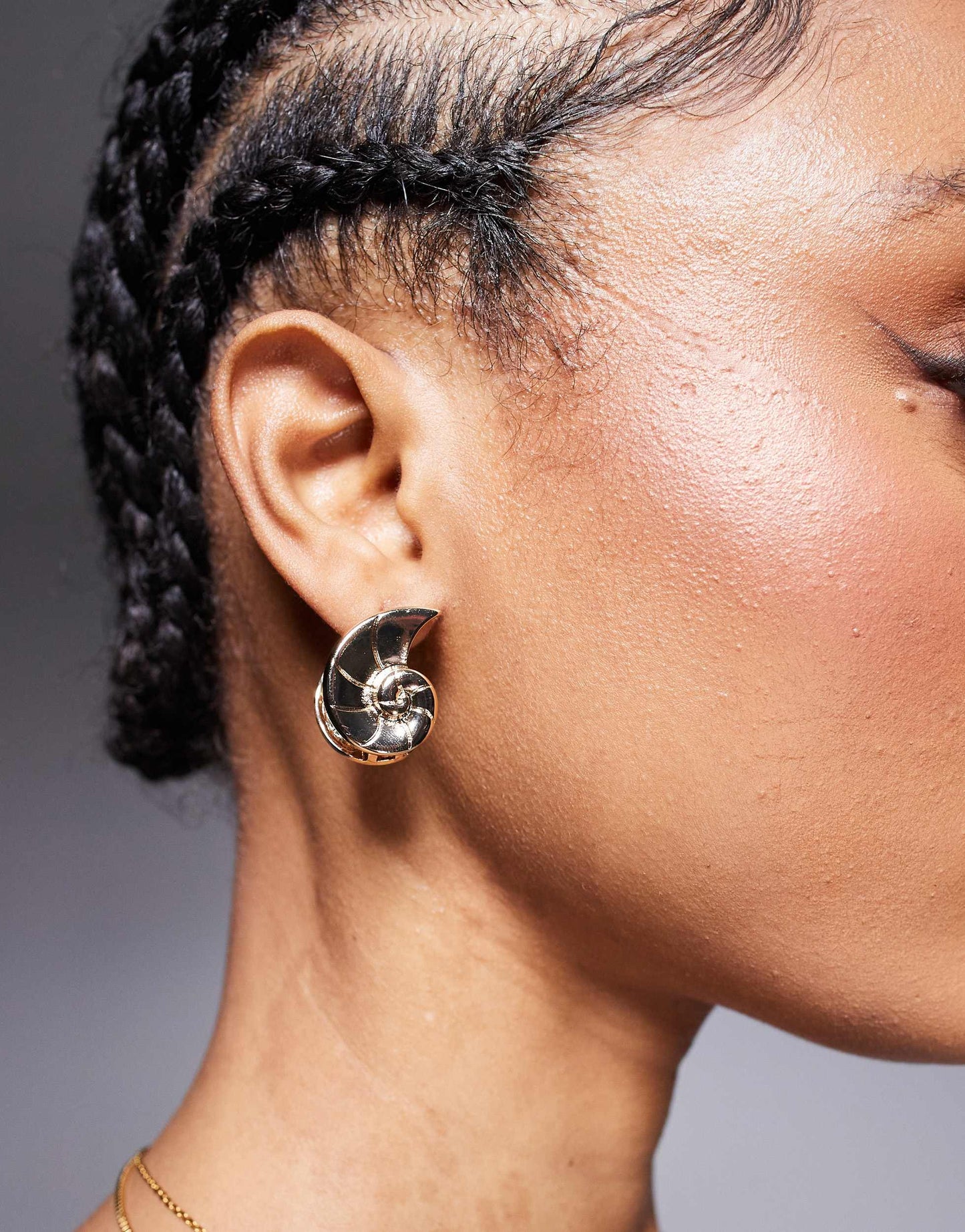 ASOS DESIGN shell stud earrings in gold tone