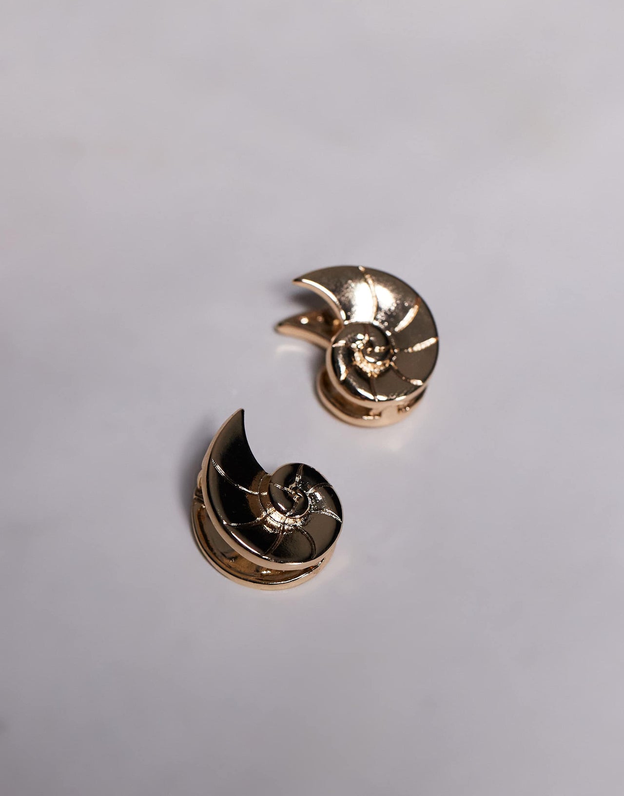 ASOS DESIGN shell stud earrings in gold tone