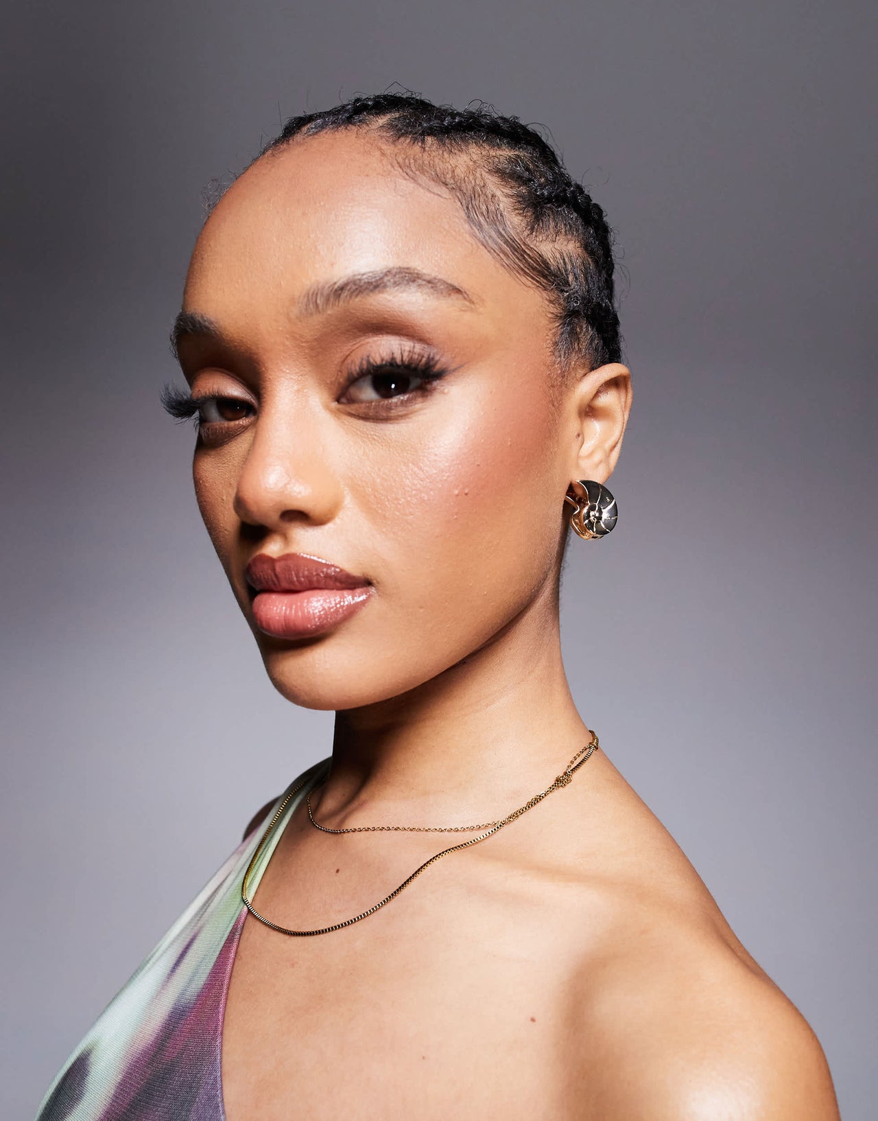ASOS DESIGN shell stud earrings in gold tone