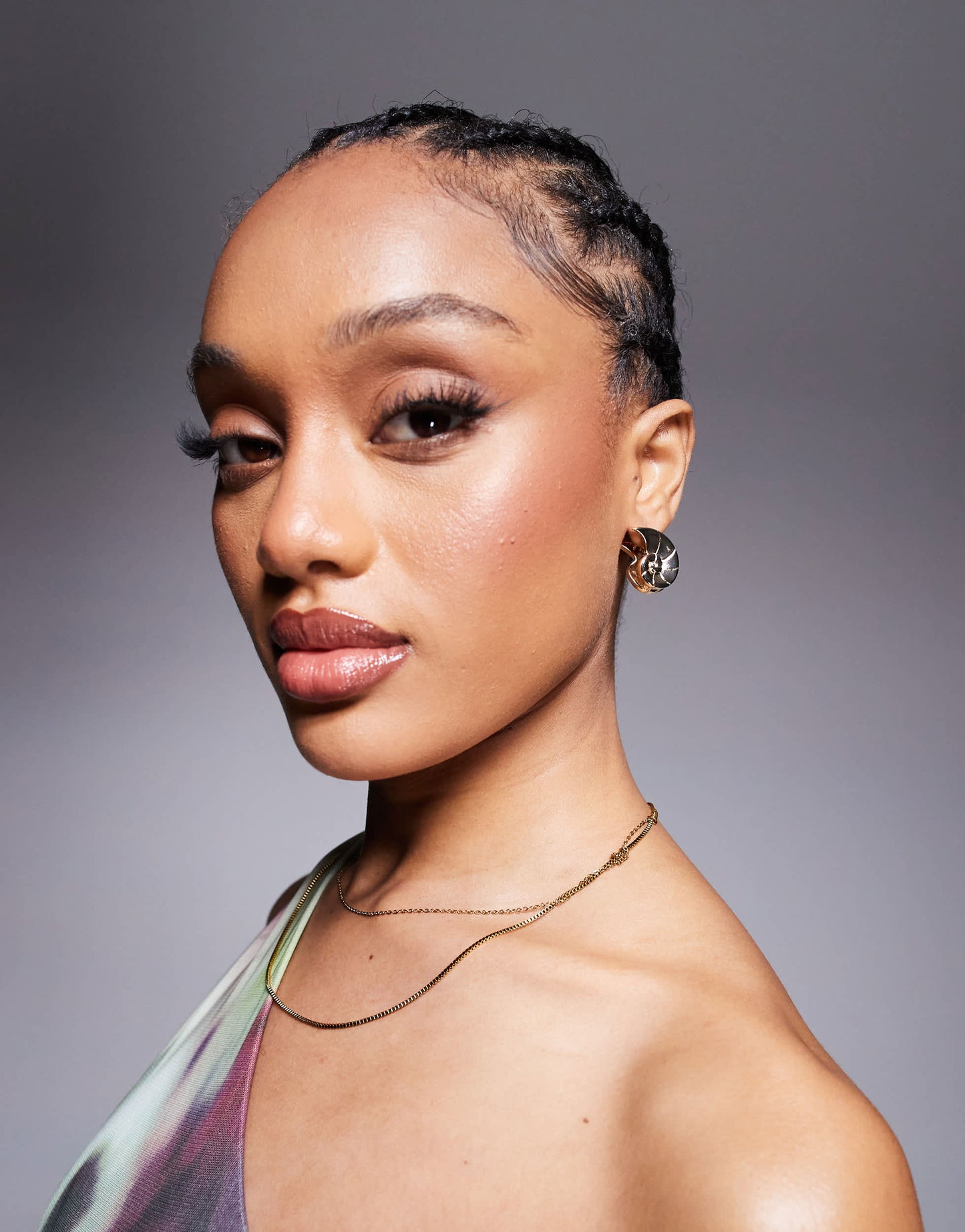 ASOS DESIGN shell stud earrings in gold tone