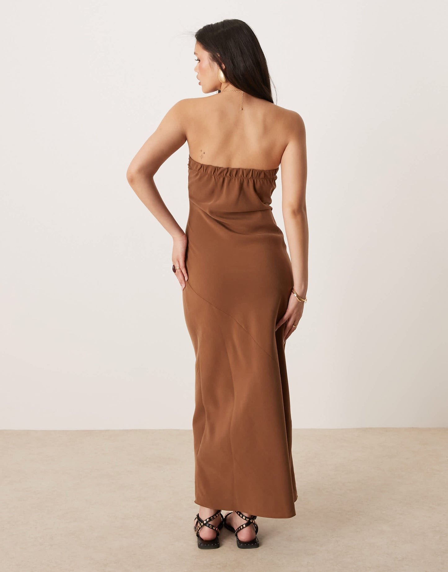 ASOS DESIGN bandeau maxi dress in chocolate