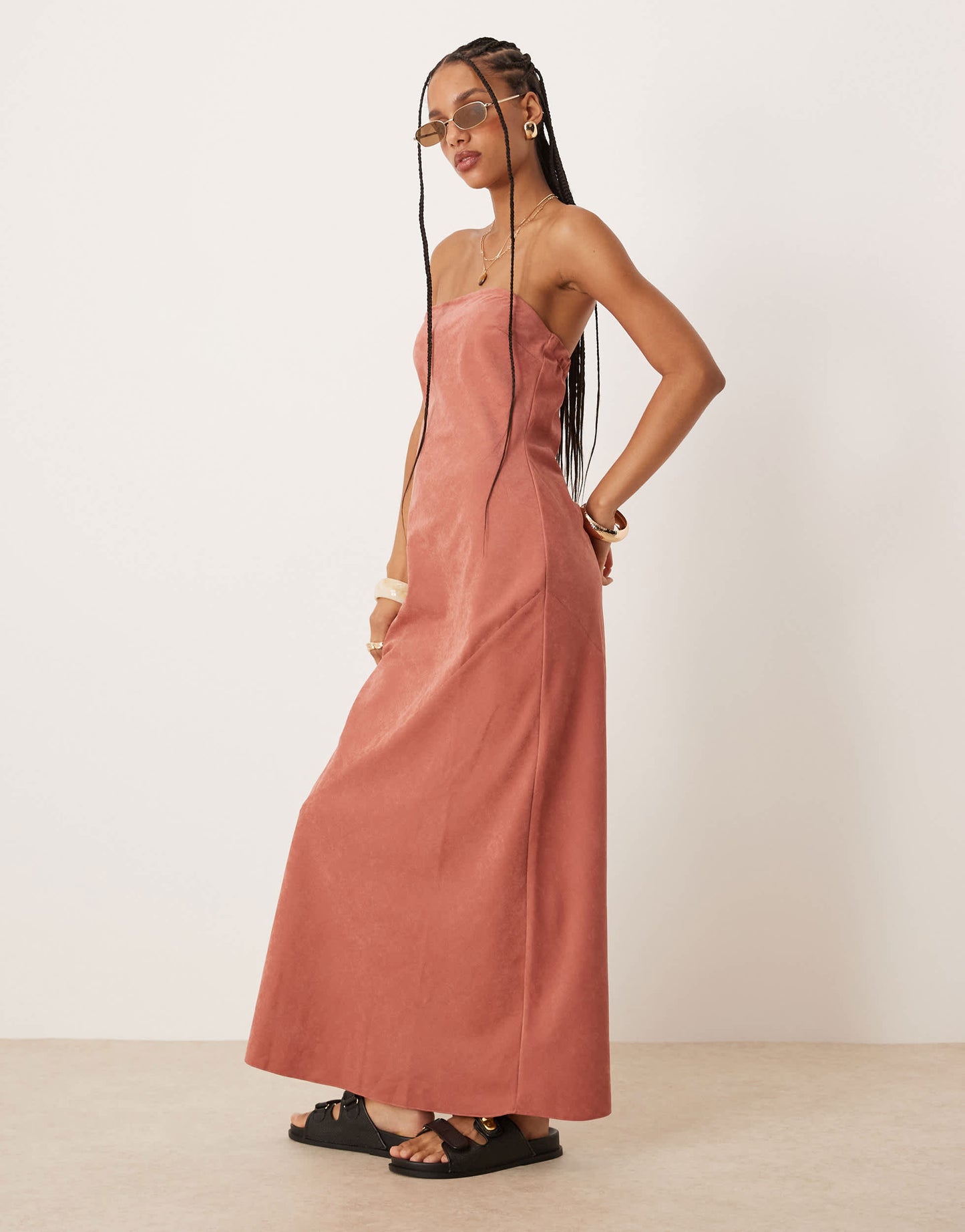 ASOS DESIGN bandeau maxi dress in terracotta