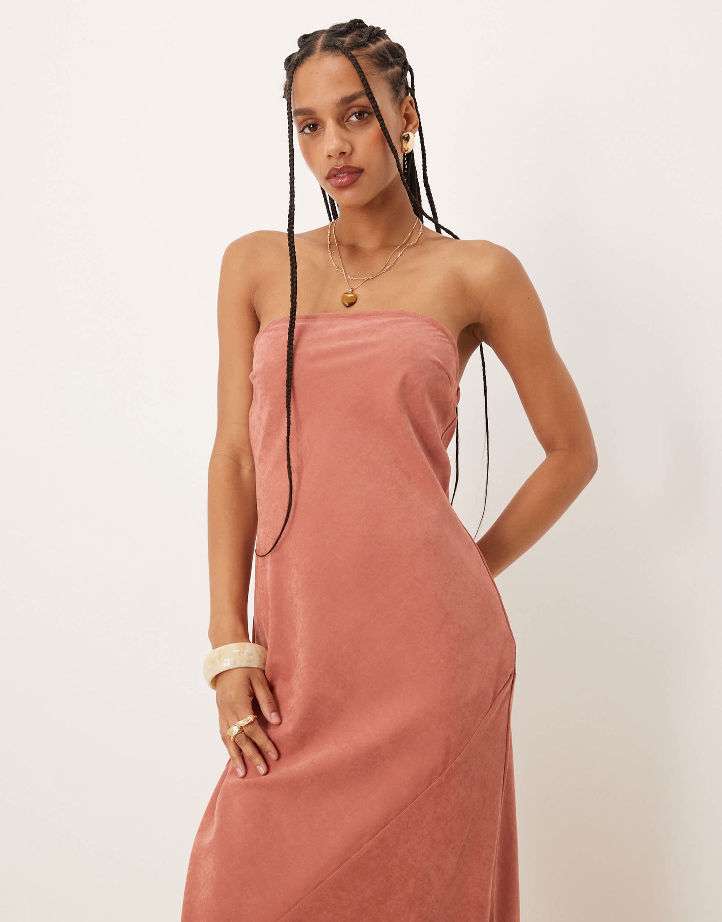 ASOS DESIGN bandeau maxi dress in terracotta