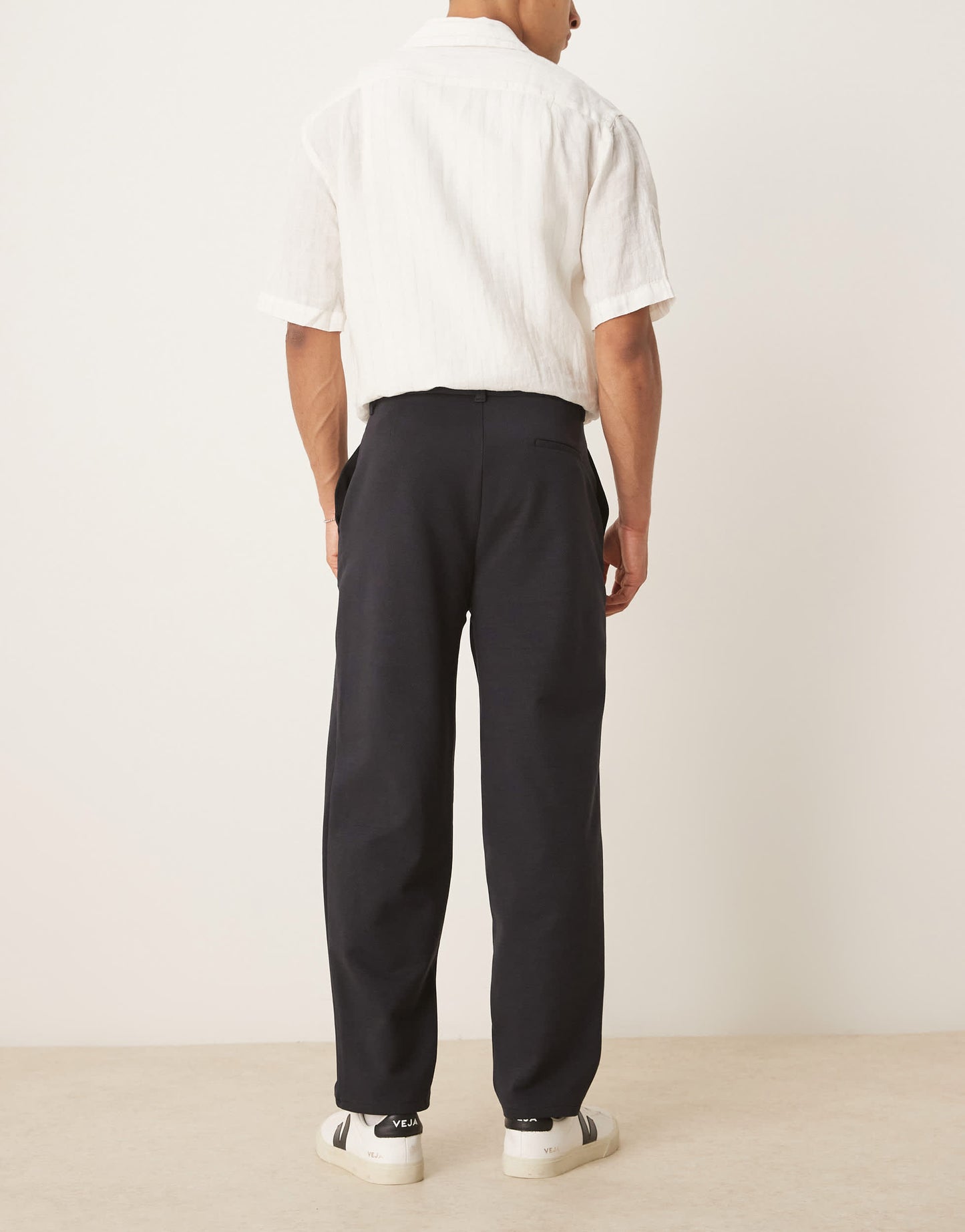 ASOS DESIGN oversize tapered smart trousers in navy twill