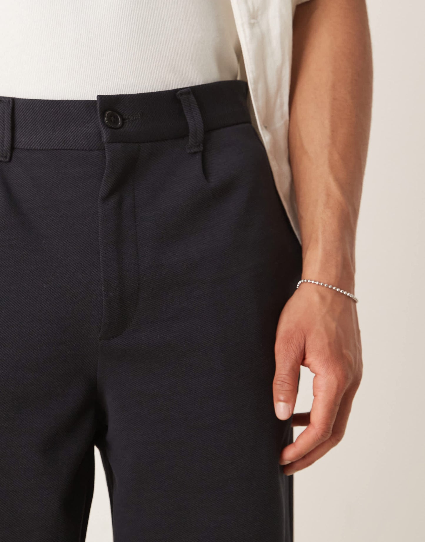 ASOS DESIGN oversize tapered smart trousers in navy twill