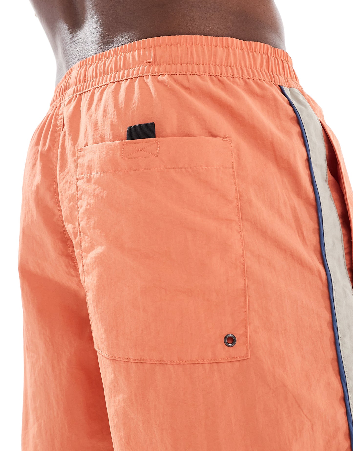 Bershka side panelled deatiled swimshorts in orange