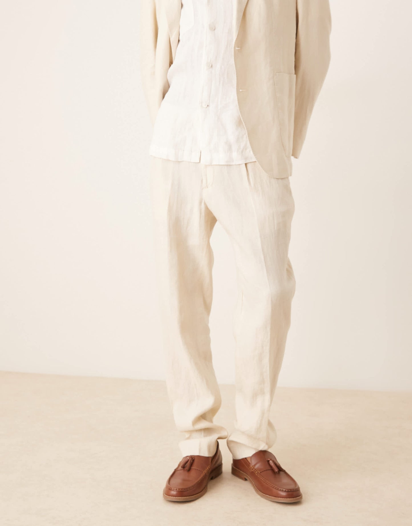 Mango tailored linen trouser co-ord in ecru