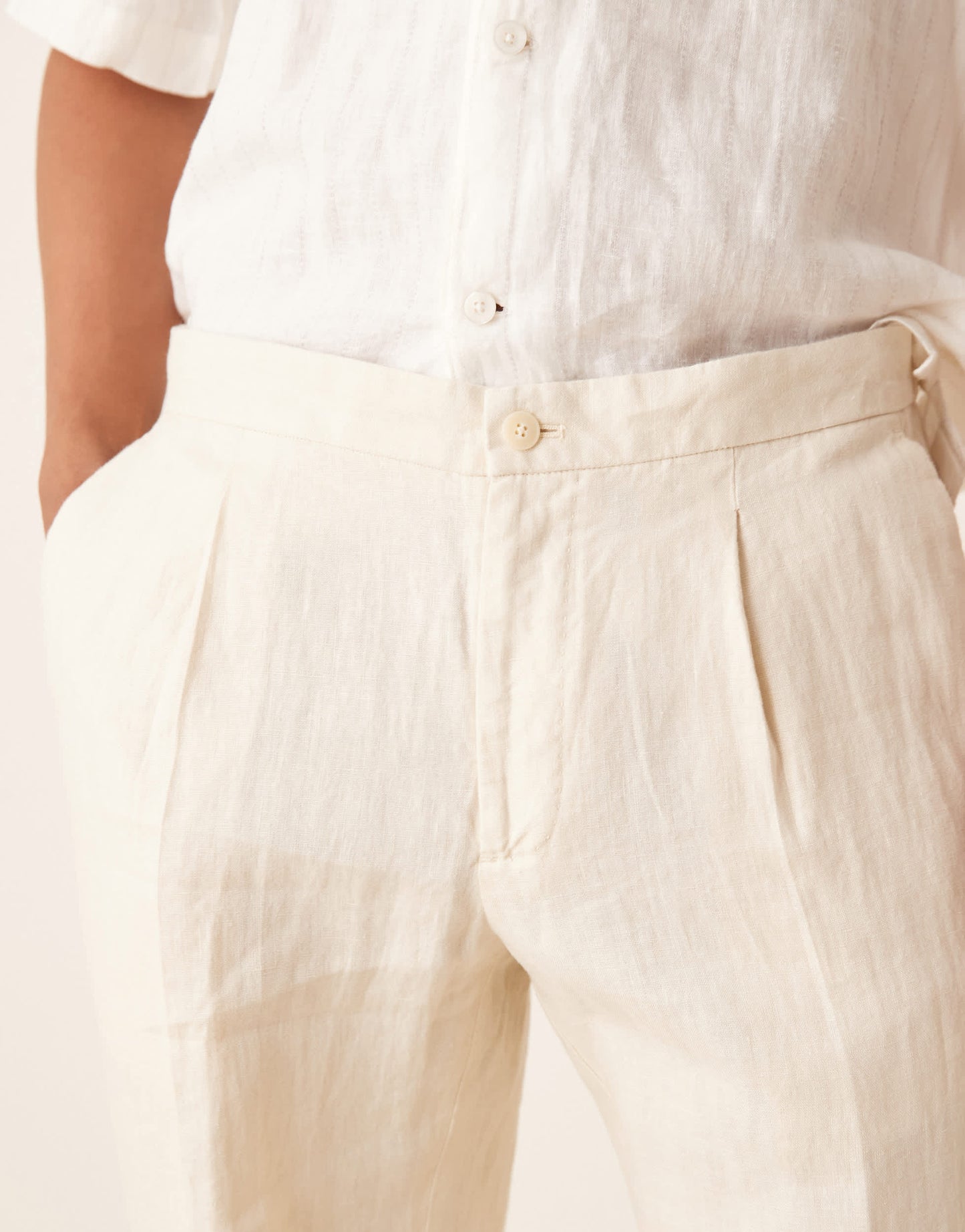 Mango tailored linen trouser co-ord in ecru
