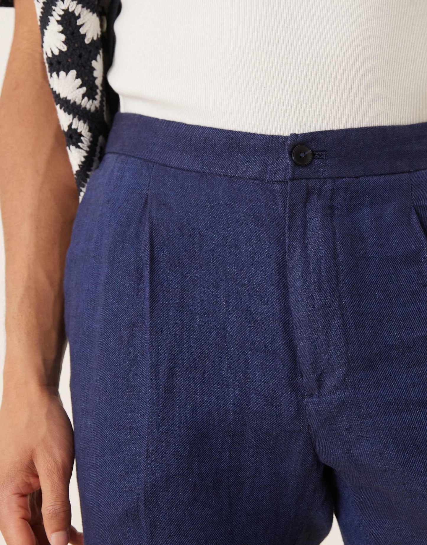 Mango tailored linen trouser in navy