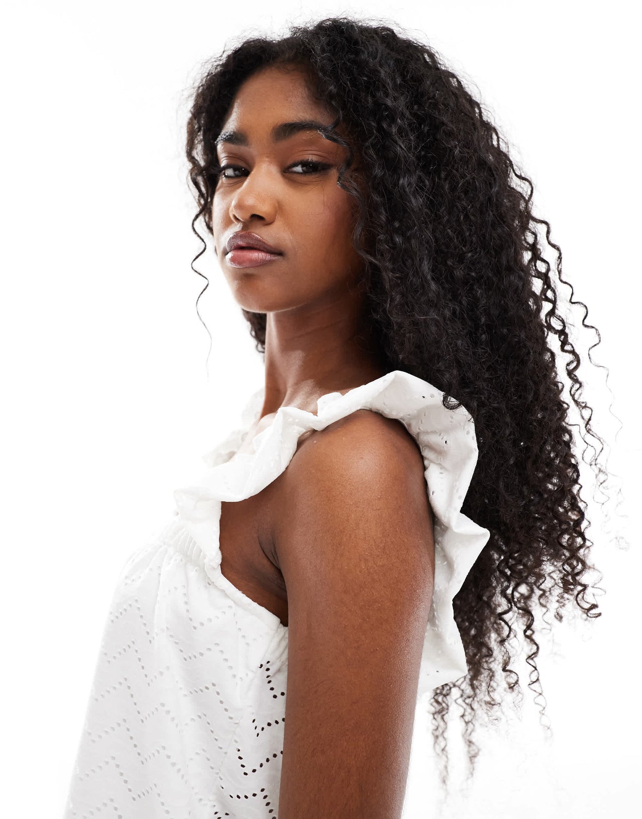 Vero Moda shirred strap cami top in white