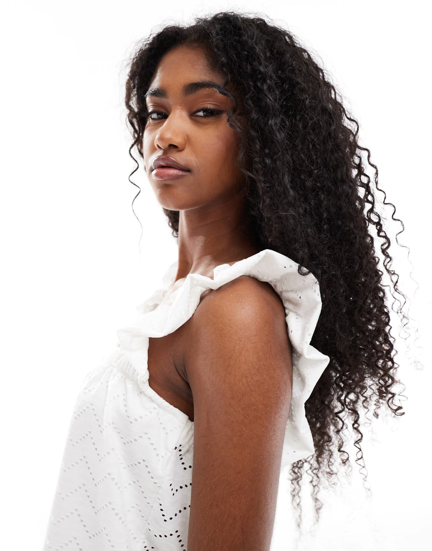 Vero Moda shirred strap cami top in white