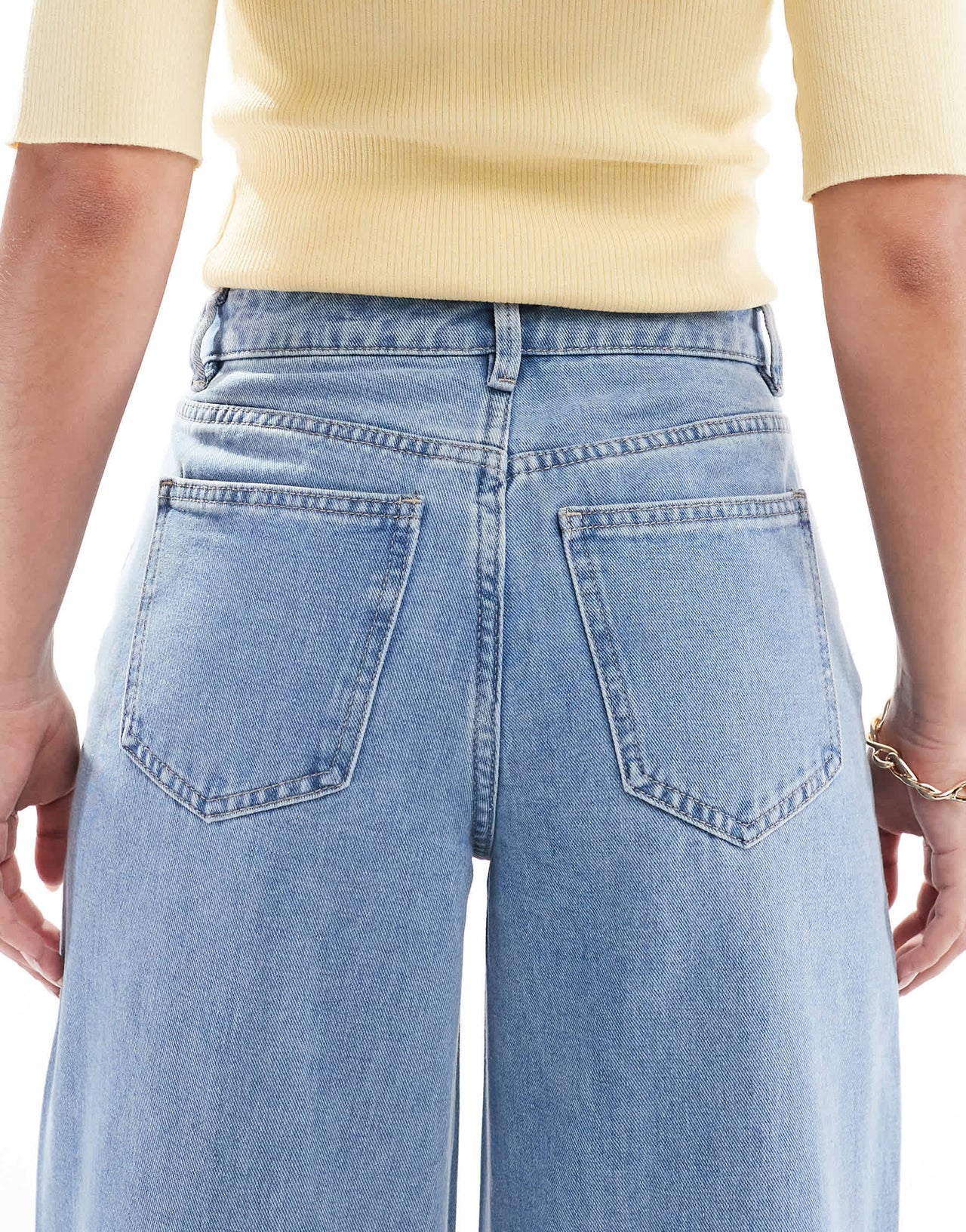Vero Moda wide leg jeans with distressed detail in light blue