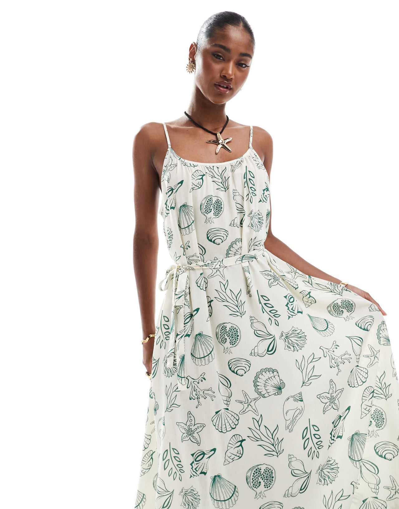Vero Moda Easy cami ankle dress in conversational sea print