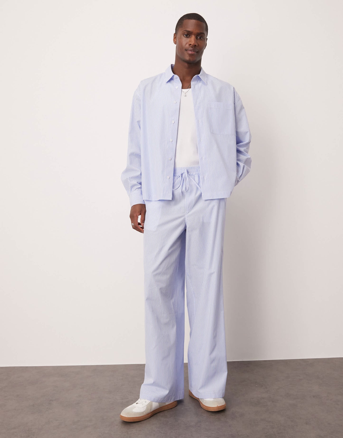 ASOS DESIGN oversized boxy shirt in blue stripe co ord