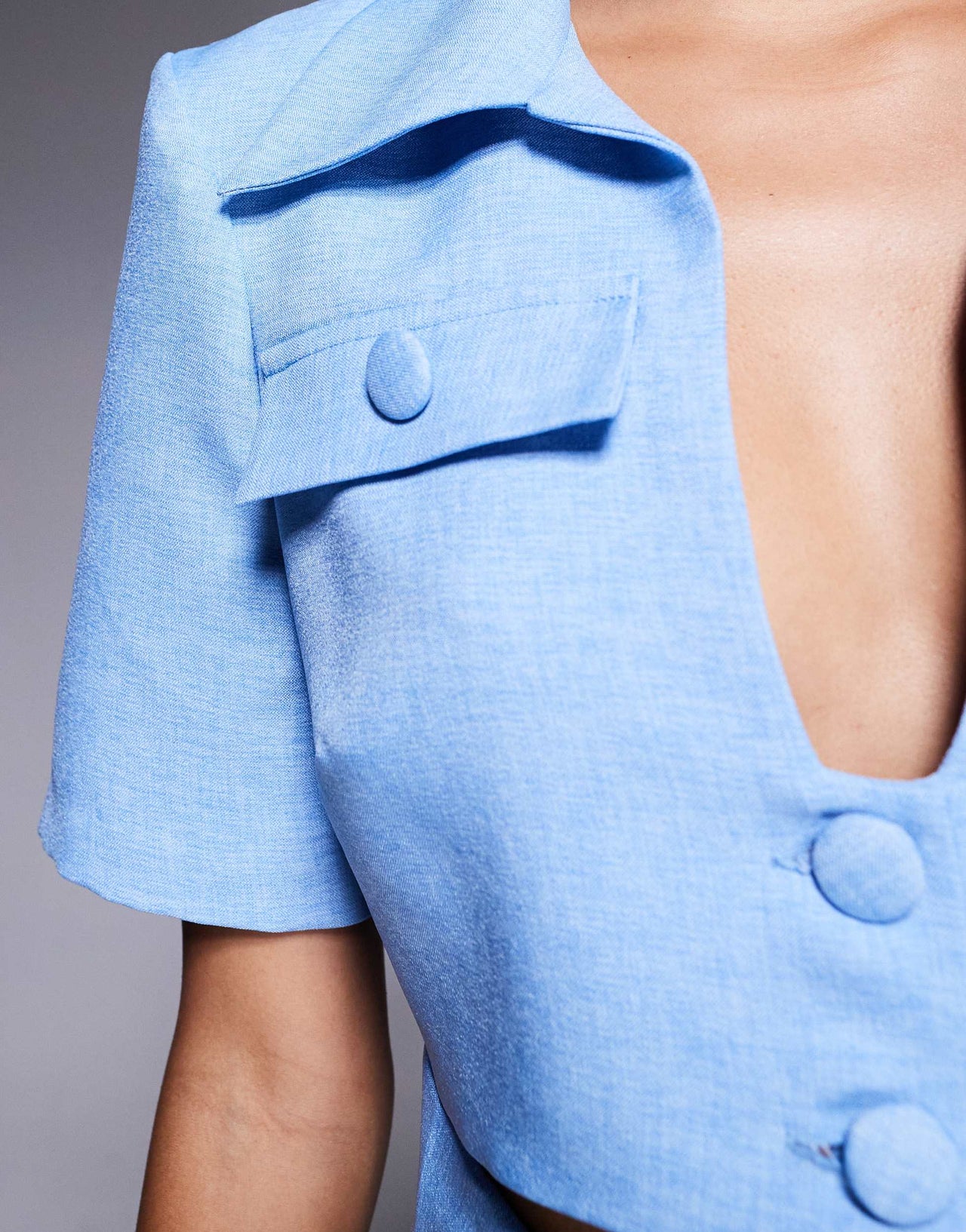 ASOS LUXE co-ord cropped tailored shirt in light blue