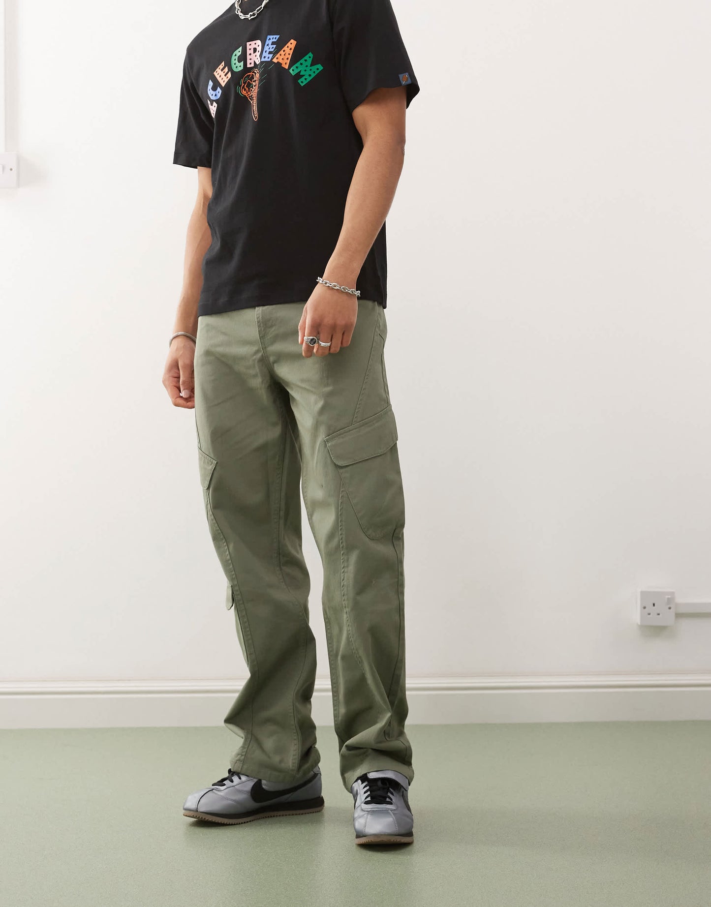 Karl Kani OG slanted pocket cargo trousers in khaki