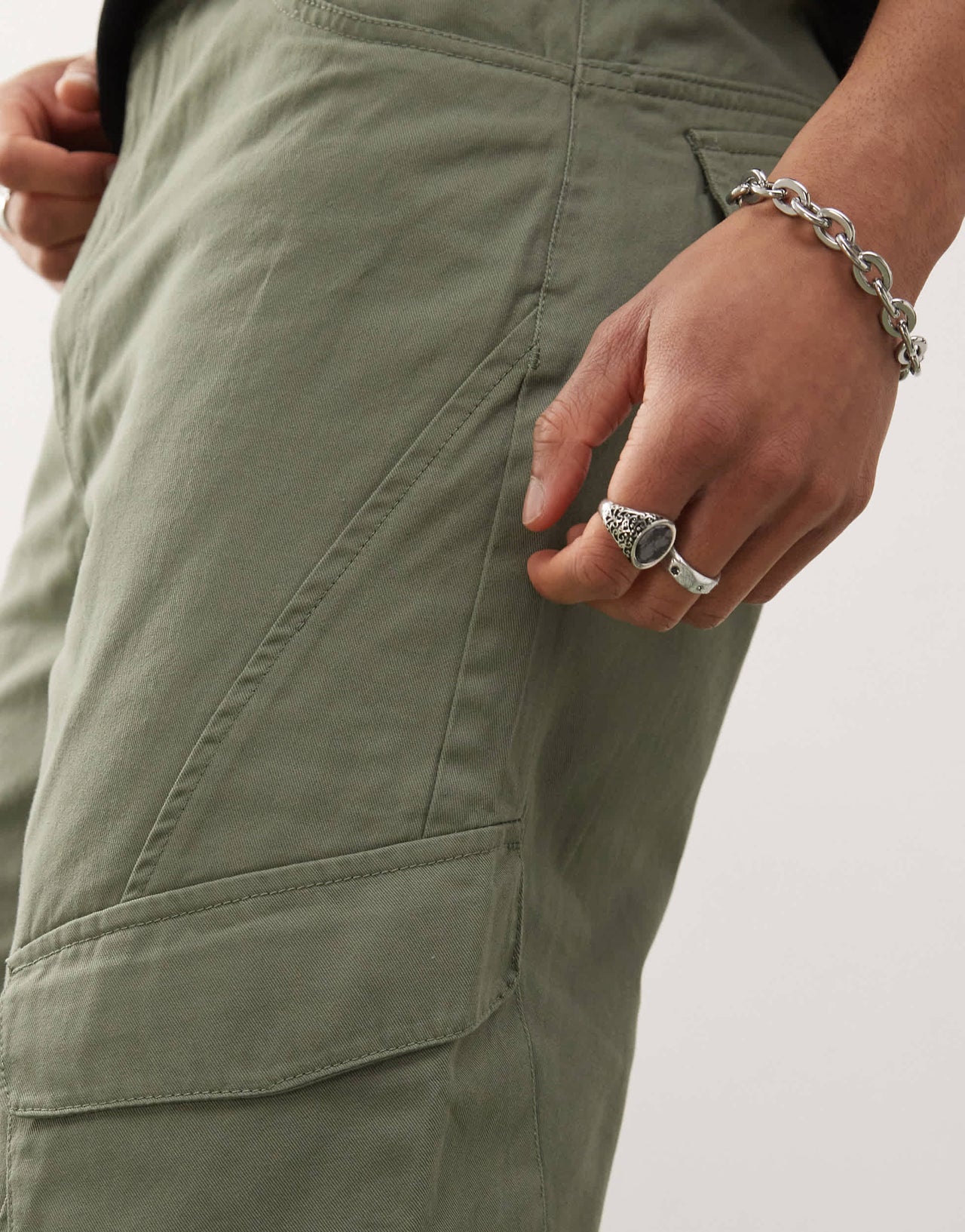 Karl Kani OG slanted pocket cargo trousers in khaki