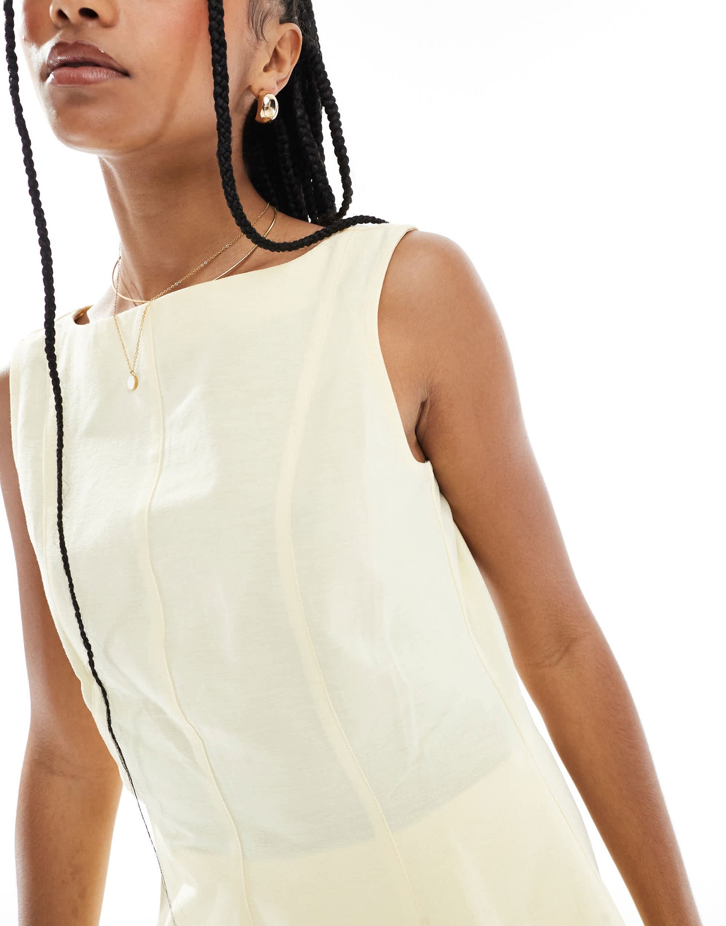 ASOS DESIGN linen blend longline fitted top in buttermilk co ord