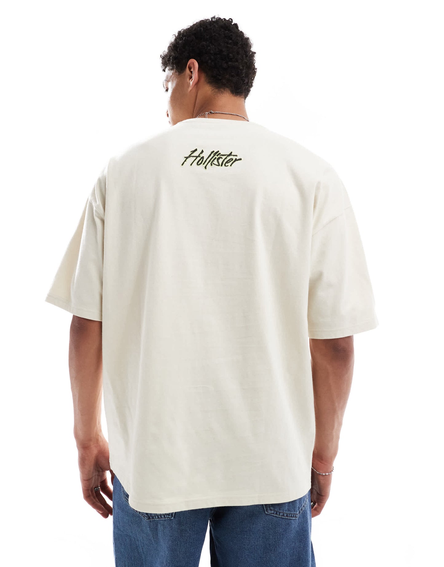 Hollister baggy motif detail t-shirt in cream