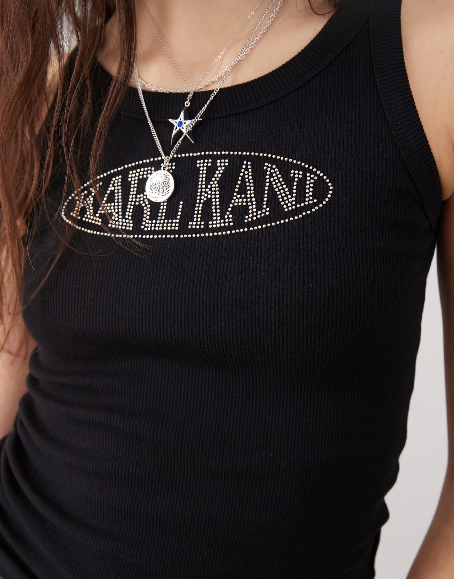 Karl Kani Signature rhinestone logo tib tank top in black