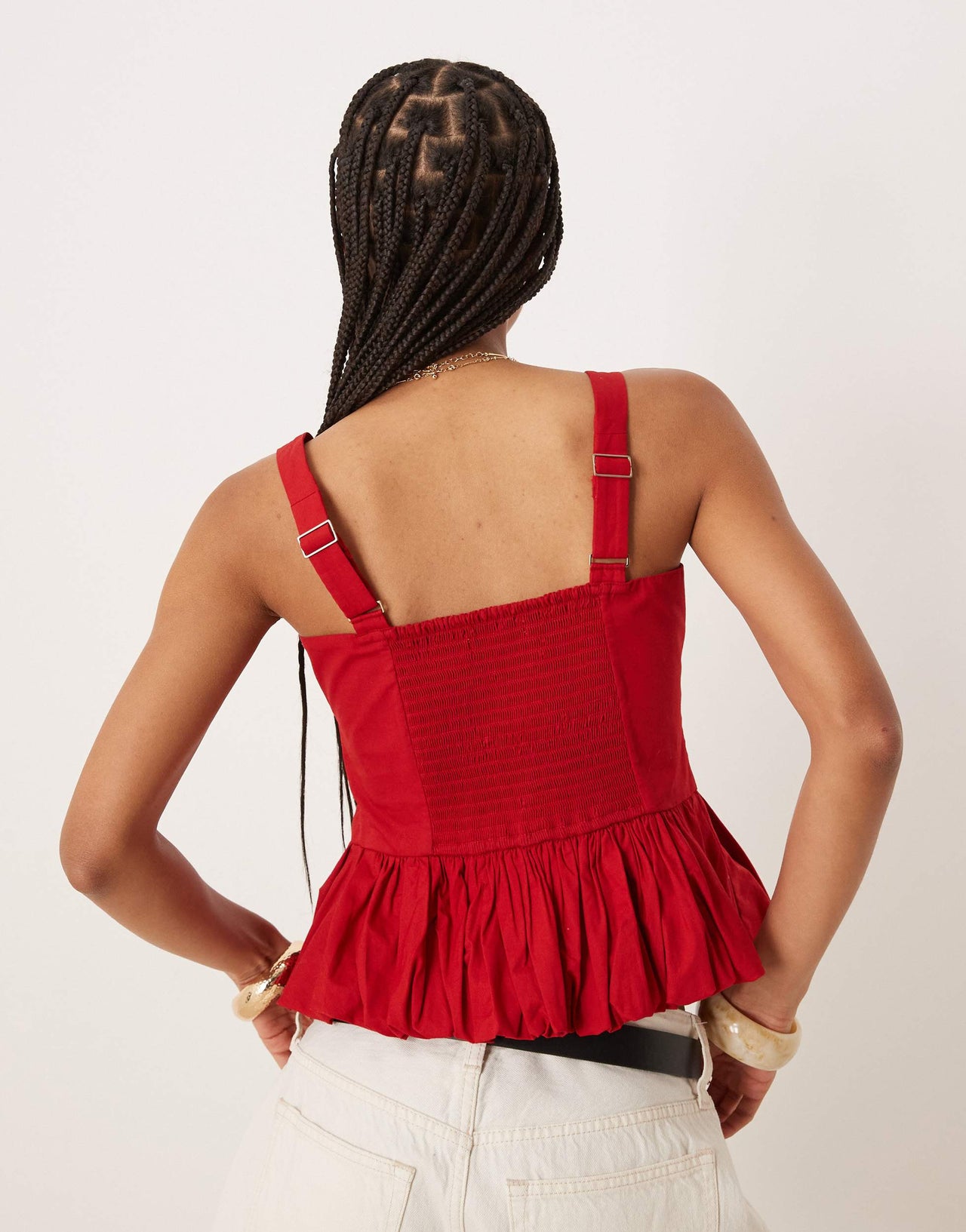 Abercrombie & Fitch bubble hem top in red