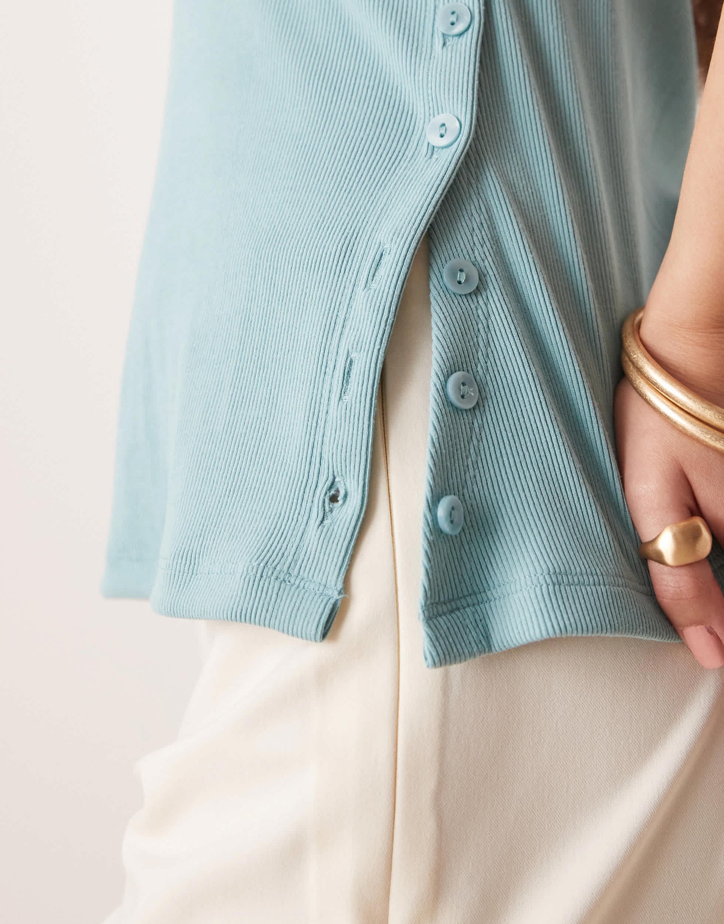 Abercrombie & Fitch button detail tube top in blue