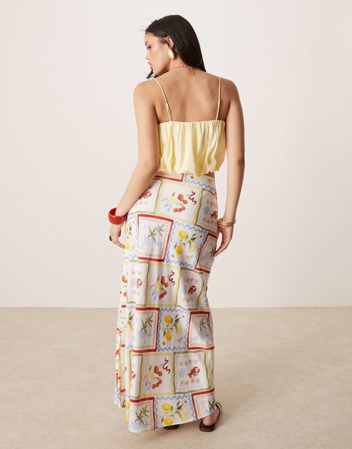Abercrombie & Fitch bias cut maxi skirt in holiday scarf print
